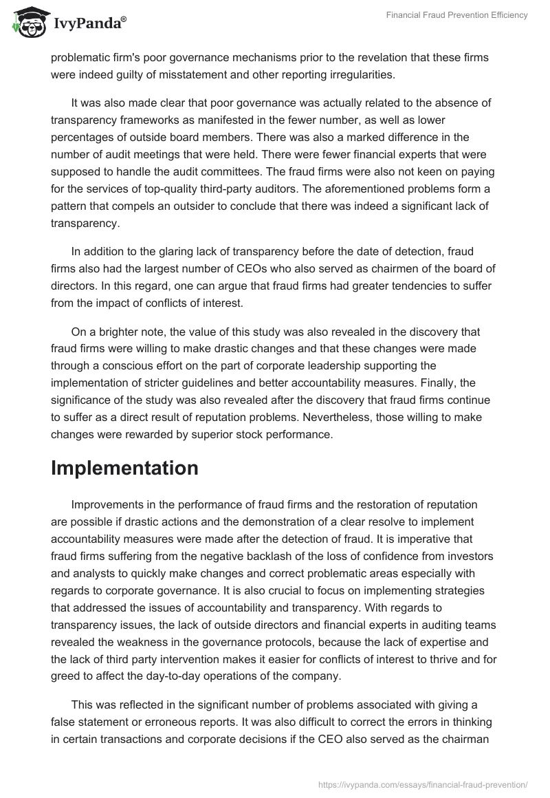 Financial Fraud Prevention Efficiency. Page 4
