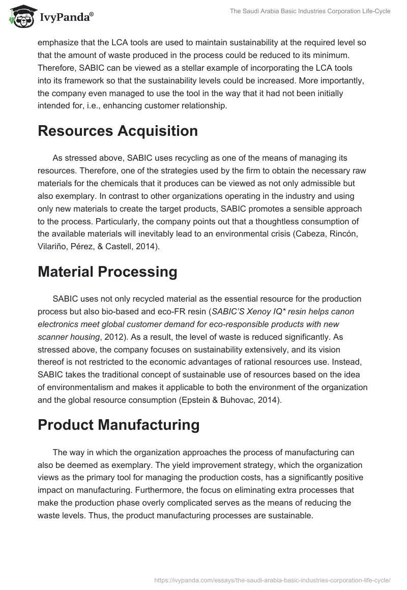 The Saudi Arabia Basic Industries Corporation Life-Cycle. Page 2