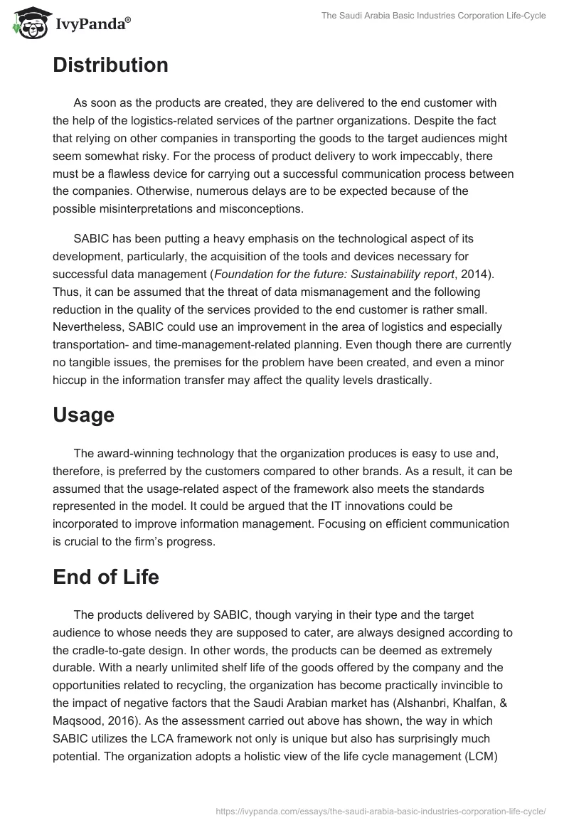 The Saudi Arabia Basic Industries Corporation Life-Cycle. Page 3