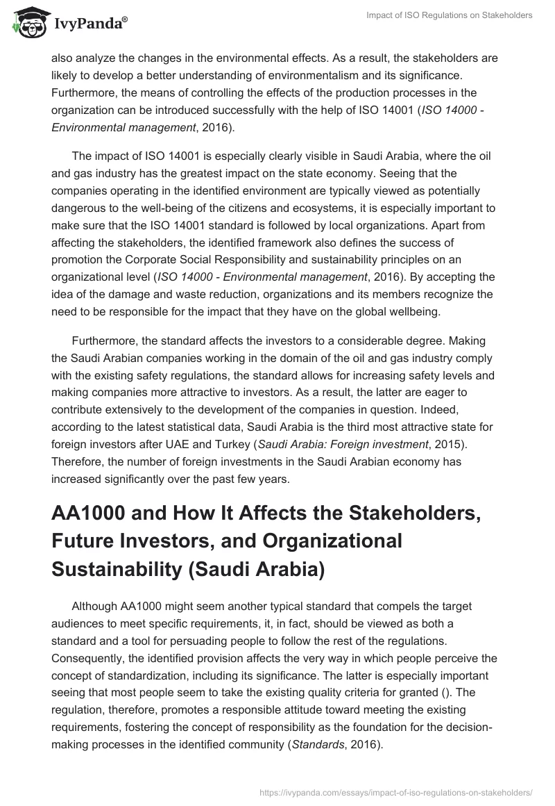 Impact of ISO Regulations on Stakeholders. Page 2