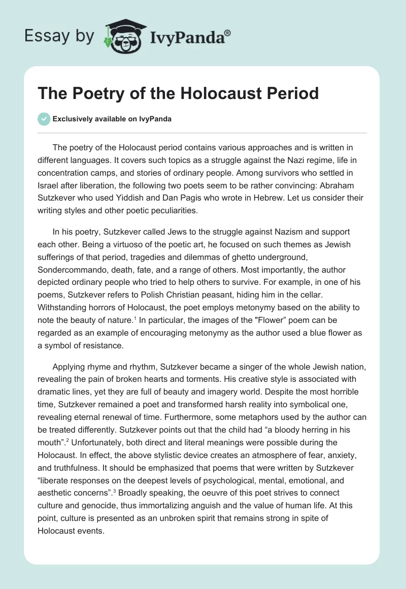 The Poetry of the Holocaust Period. Page 1
