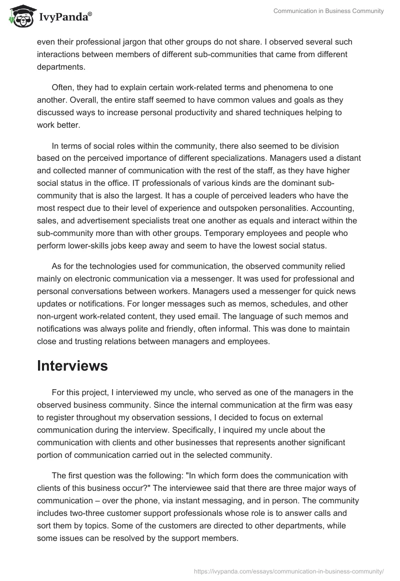 Communication in Business Community. Page 2