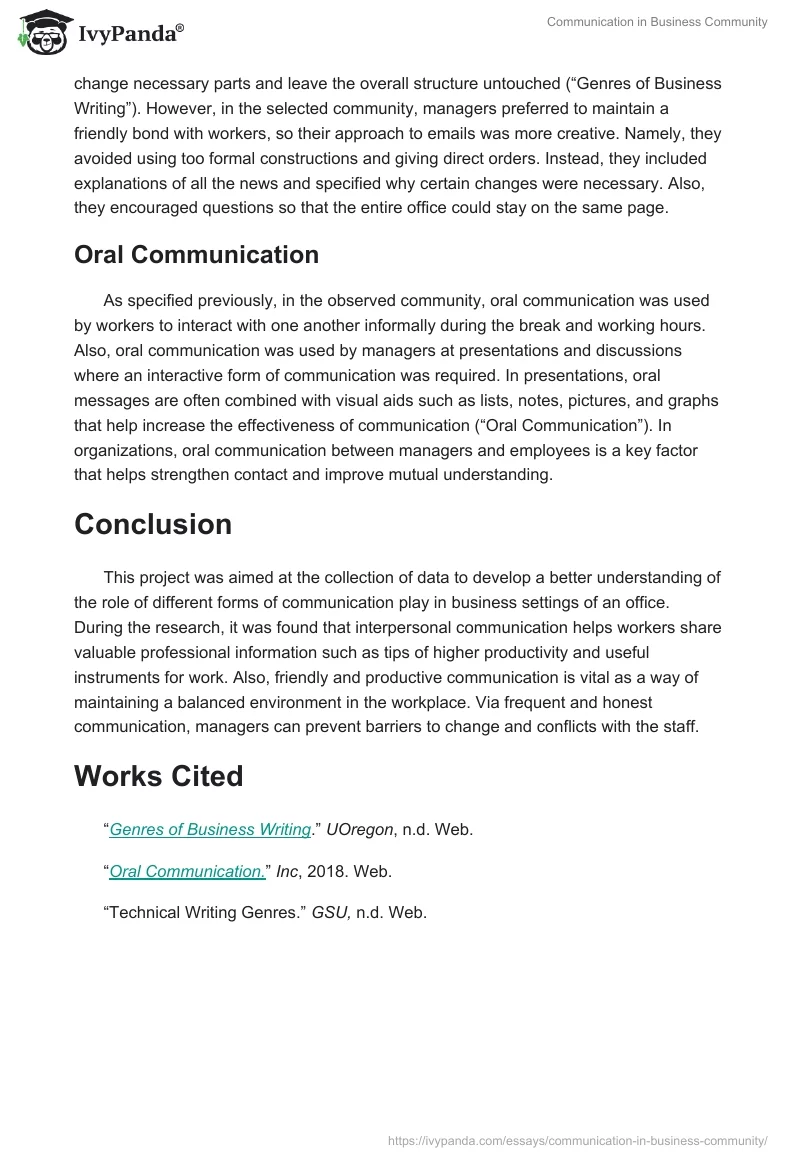 Communication in Business Community. Page 4