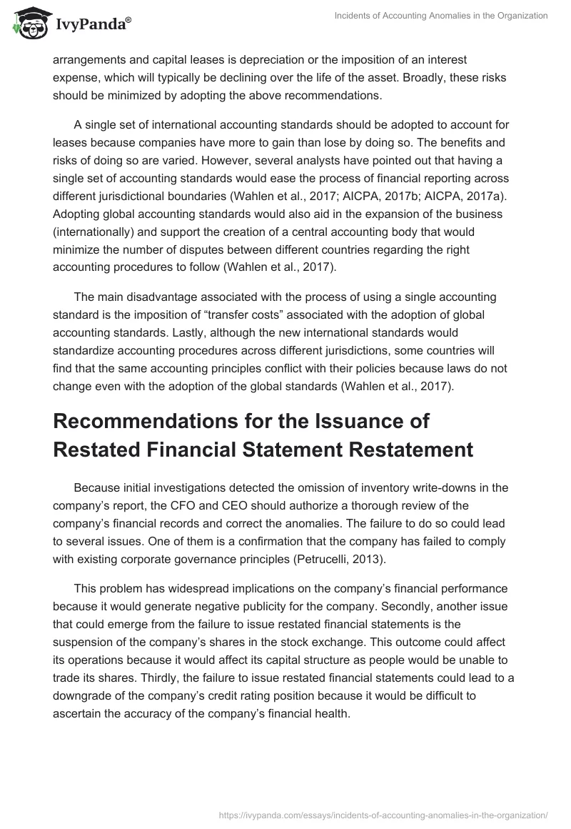 Incidents of Accounting Anomalies in the Organization. Page 5