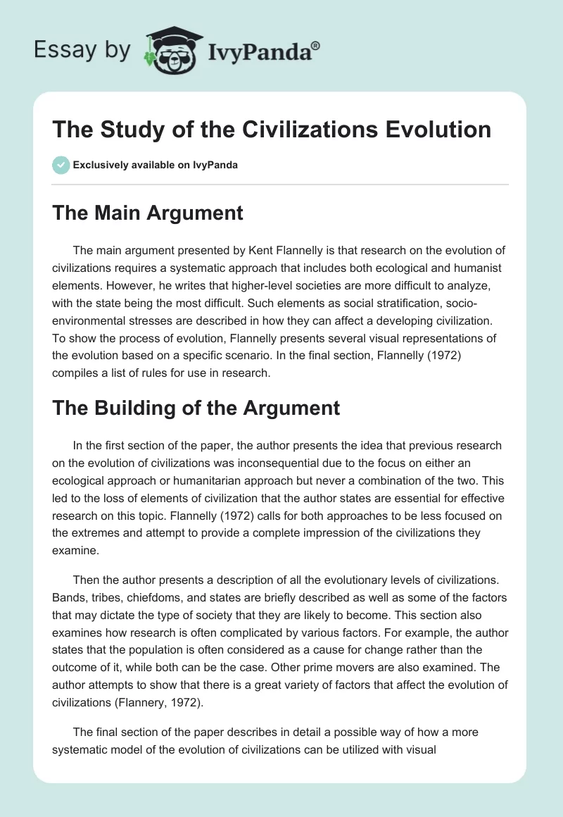 The Study of the Civilizations Evolution. Page 1