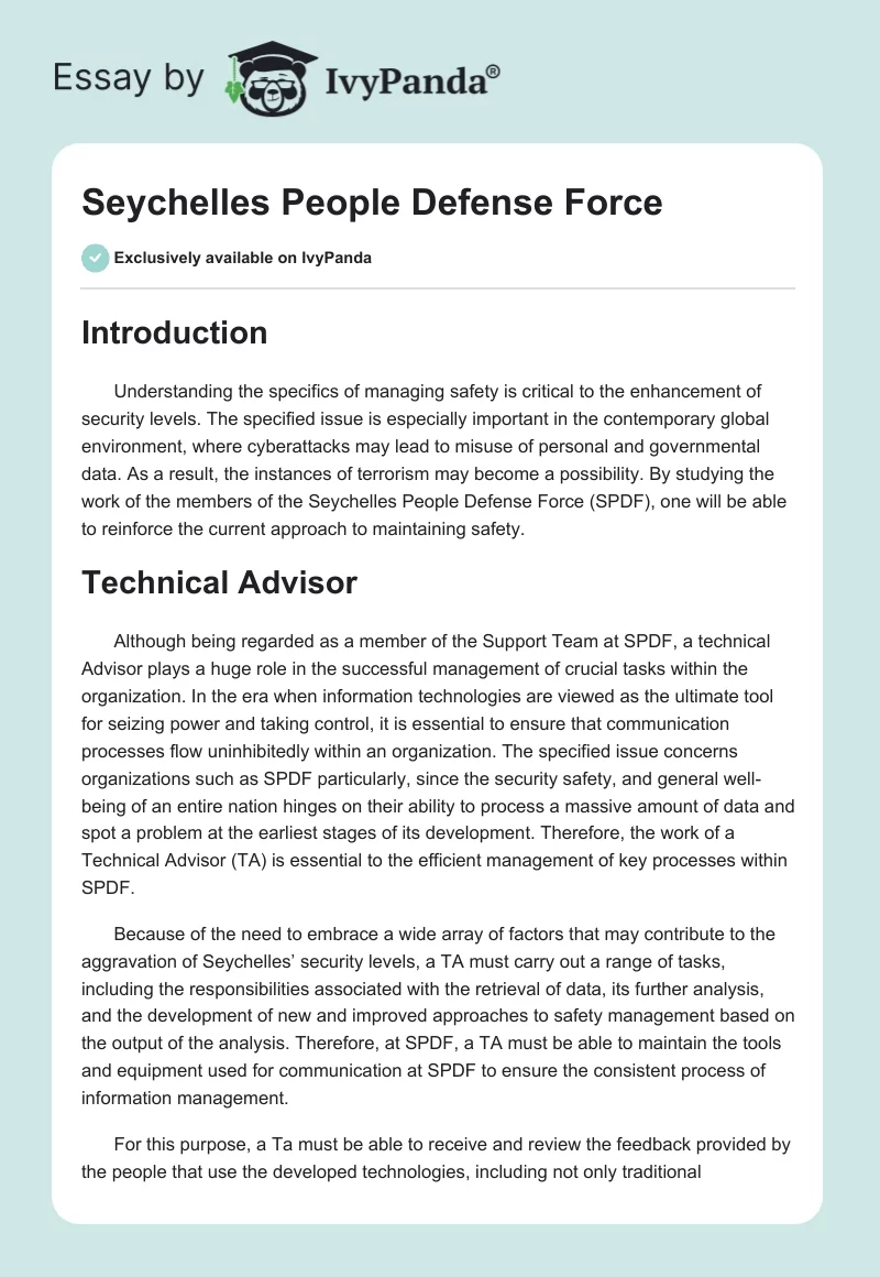Seychelles People Defense Force. Page 1