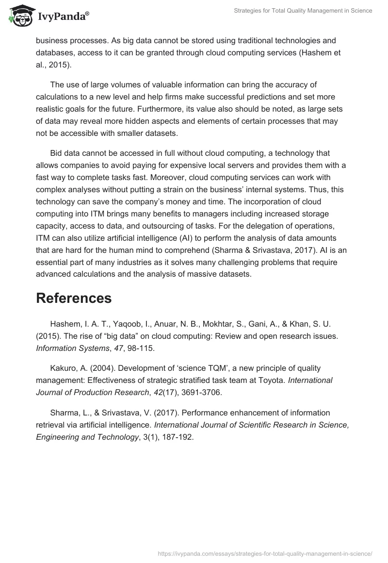 Strategies for Total Quality Management in Science. Page 2