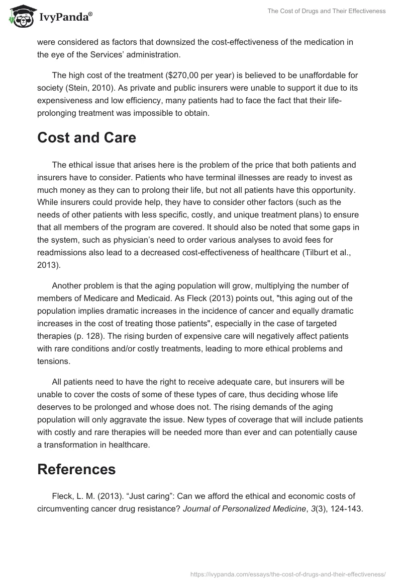 The Cost of Drugs and Their Effectiveness. Page 2
