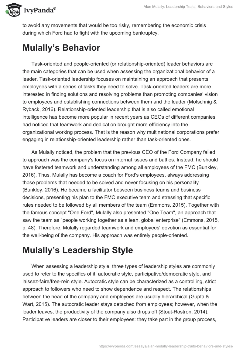 Alan Mulally: Leadership Traits, Behaviors and Styles. Page 2
