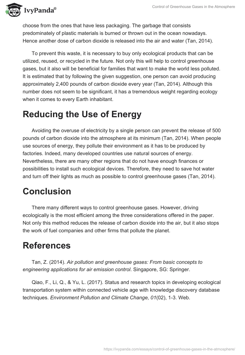 Control of Greenhouse Gases in the Atmosphere. Page 2