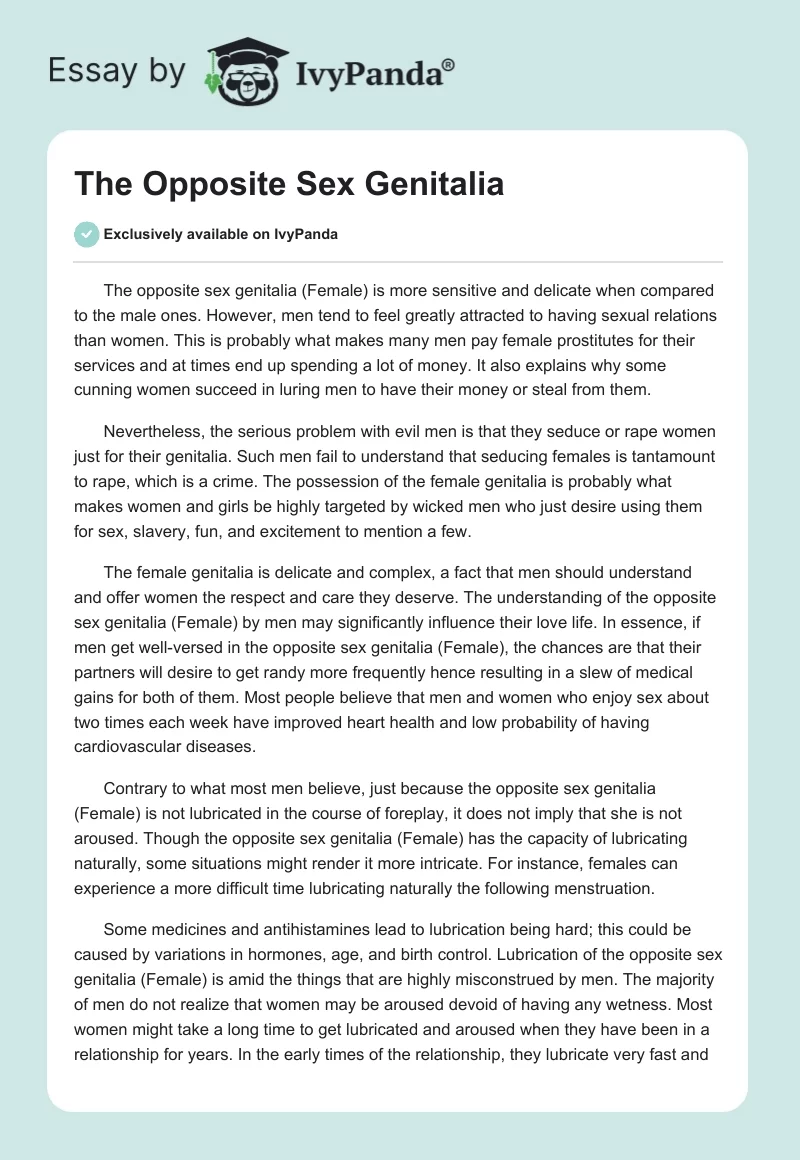 The Opposite Sex Genitalia. Page 1