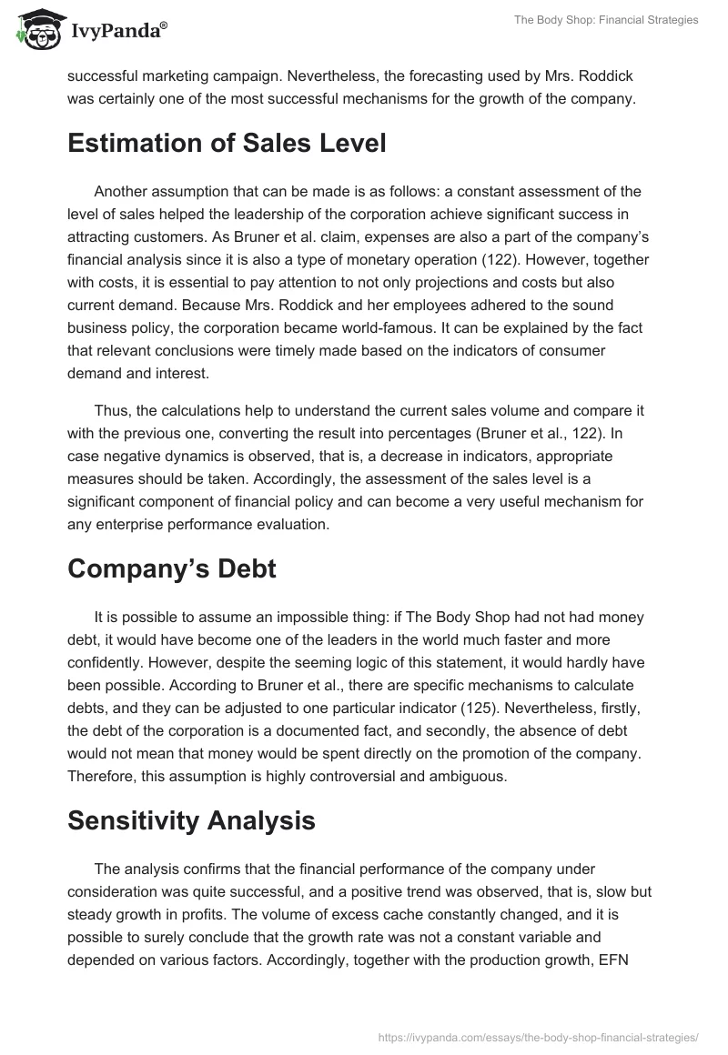 The Body Shop: Financial Strategies. Page 2