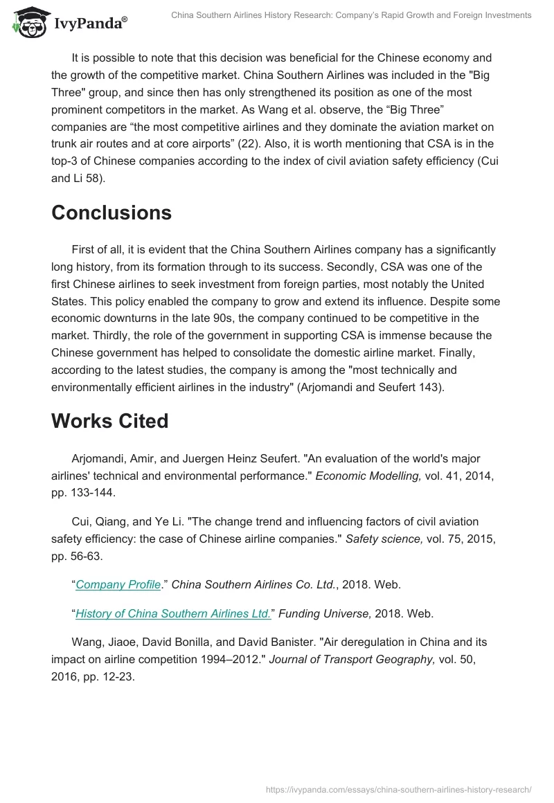 China Southern Airlines History Research: Company’s Rapid Growth and Foreign Investments. Page 3