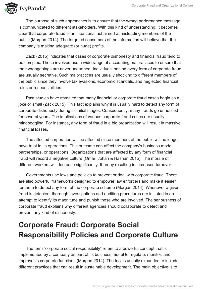 Corporate Fraud and Organizational Culture. Page 2