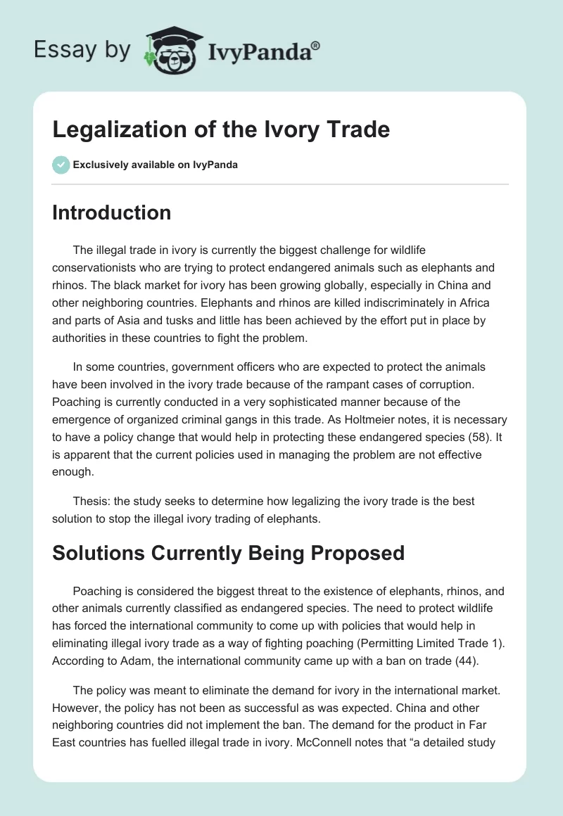 Legalization of the Ivory Trade. Page 1