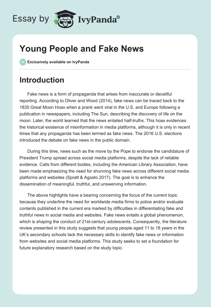 Young People and Fake News. Page 1