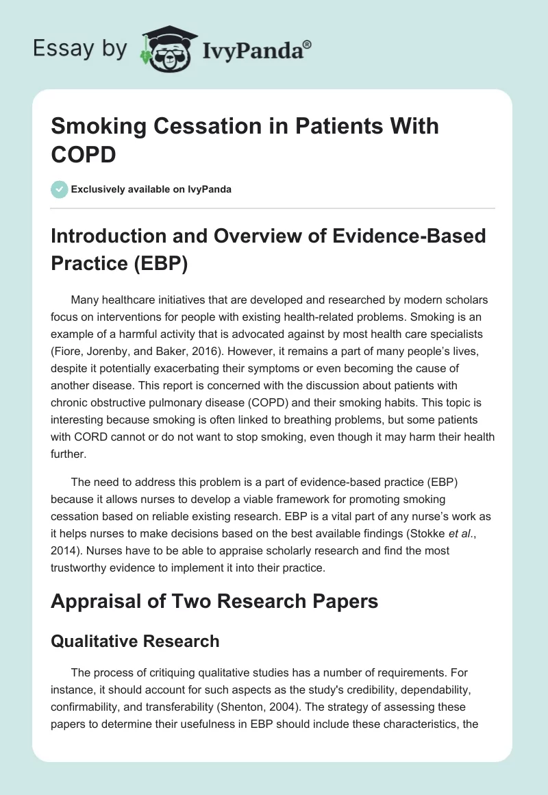 Smoking Cessation in Patients With COPD. Page 1