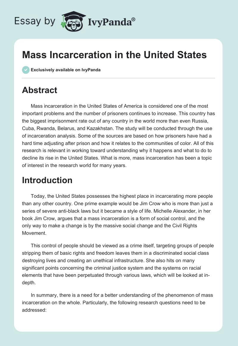 Mass Incarceration in the United States. Page 1