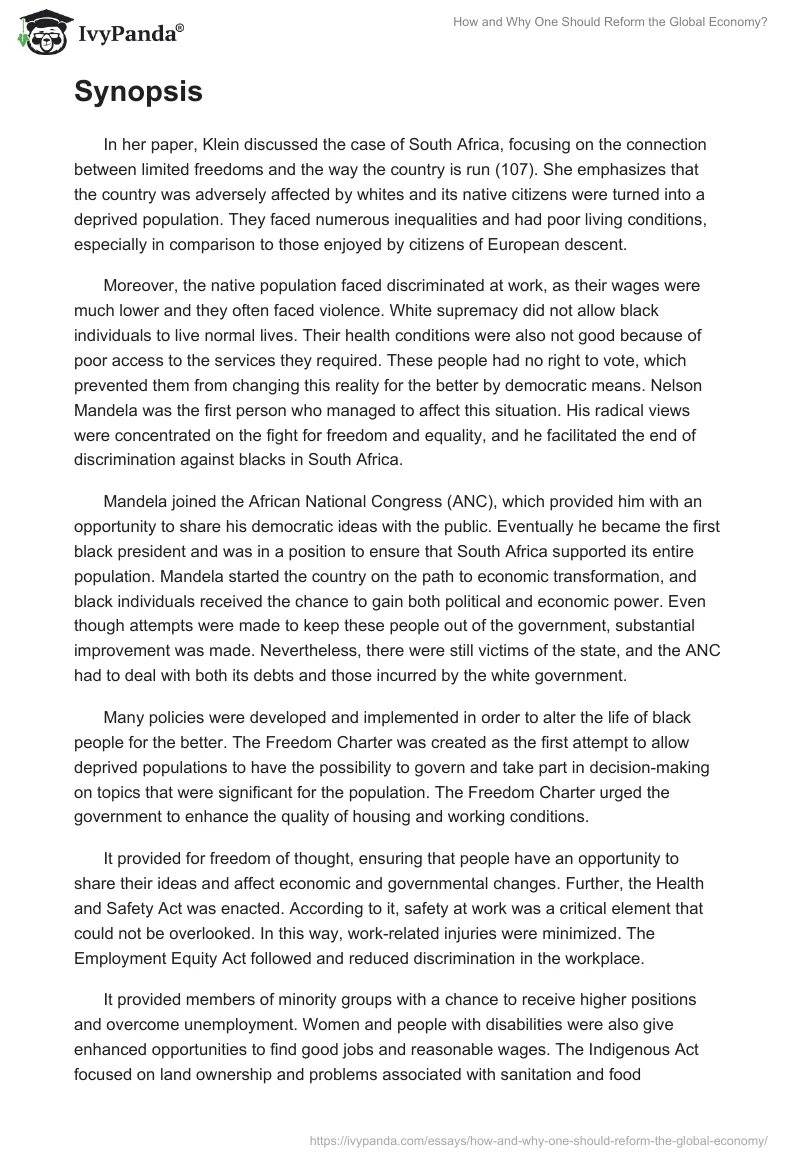 How and Why One Should Reform the Global Economy?. Page 2