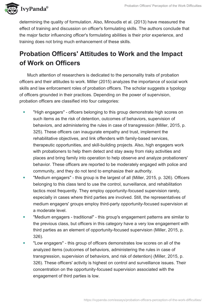 Probation Officers' Perception of the Work Difficulties. Page 5