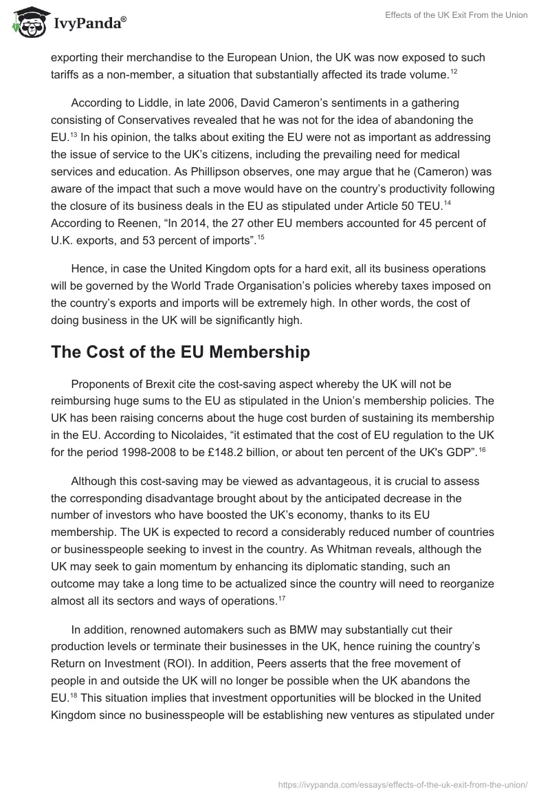 Effects of the UK Exit From the Union. Page 4