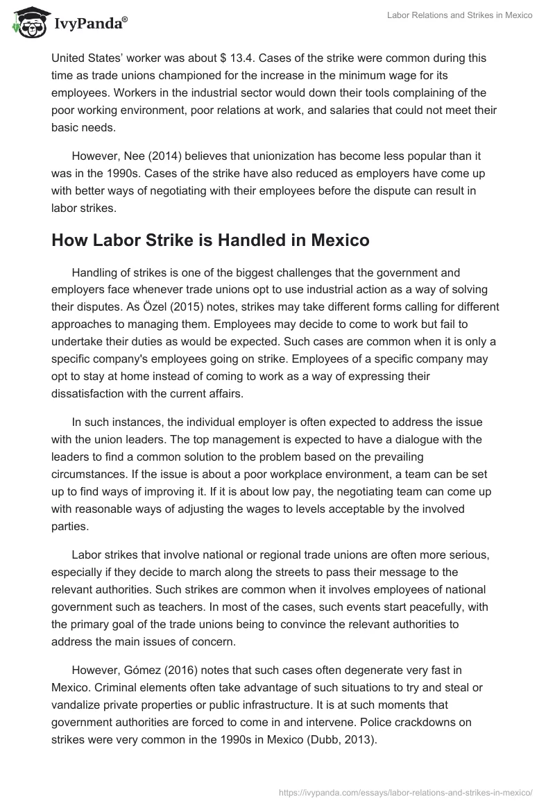 Labor Relations and Strikes in Mexico. Page 2