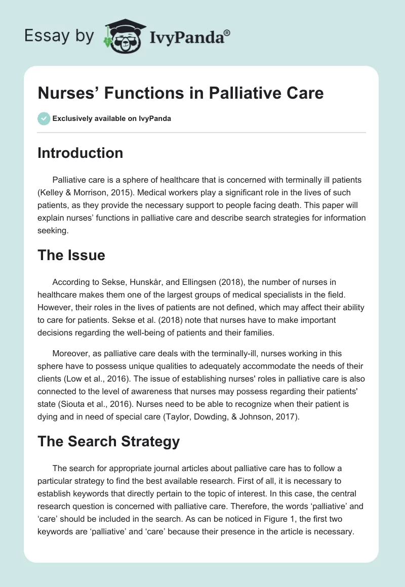 Nurses’ Functions in Palliative Care. Page 1