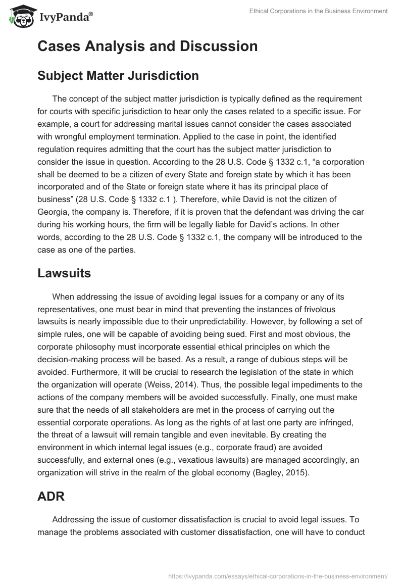 Ethical Corporations in the Business Environment. Page 2