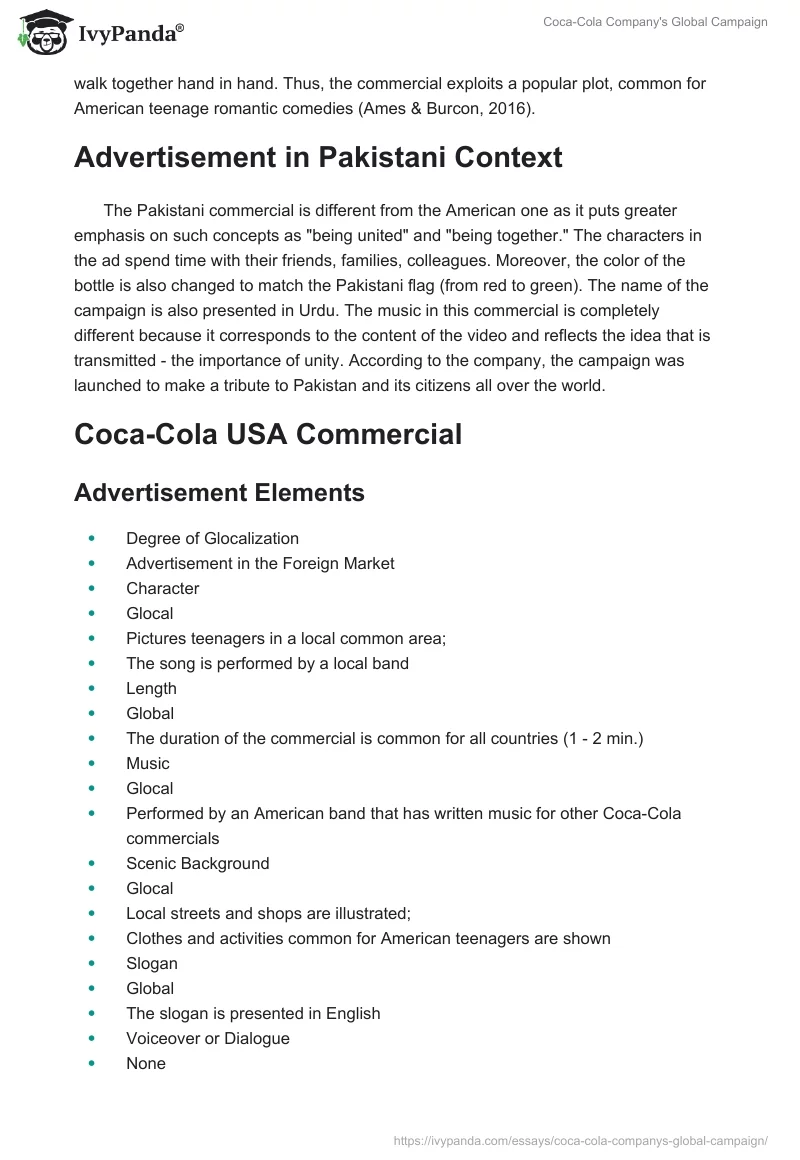 Coca-Cola Company's Global Campaign. Page 3