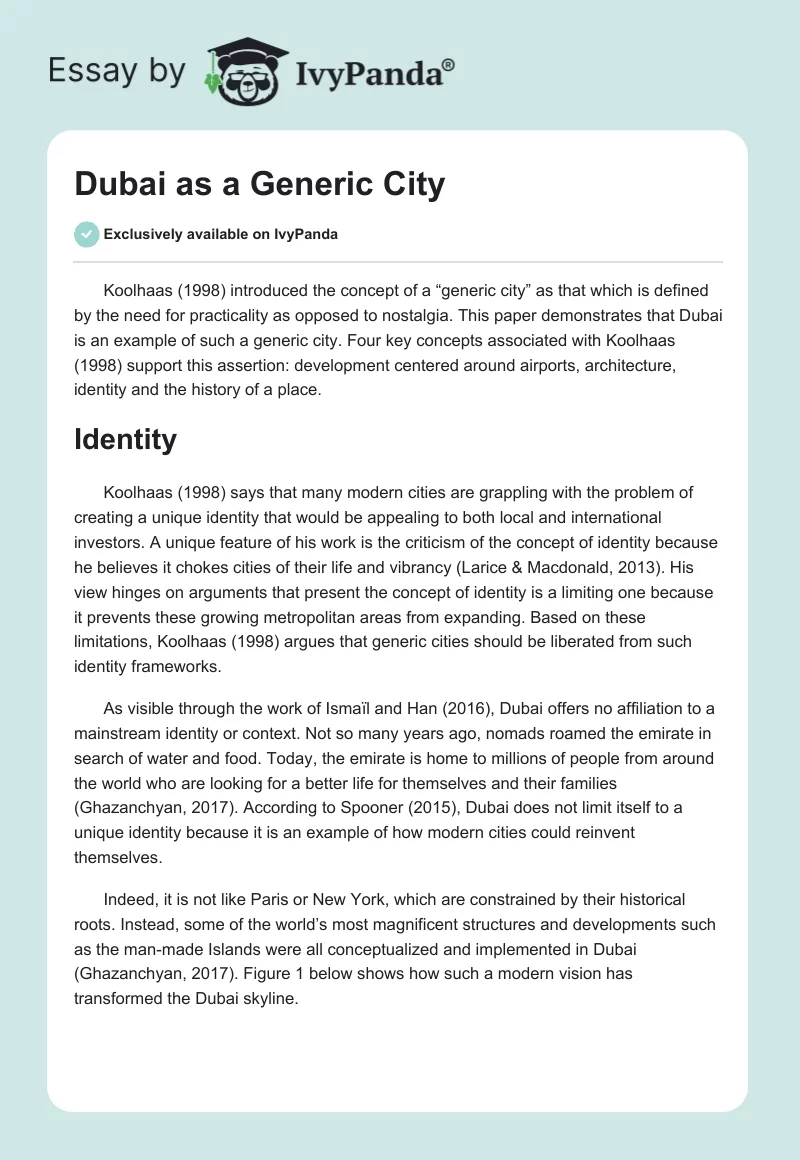 Dubai as a Generic City. Page 1