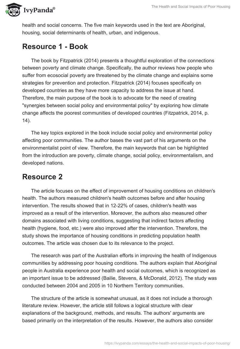 The Health and Social Impacts of Poor Housing. Page 2