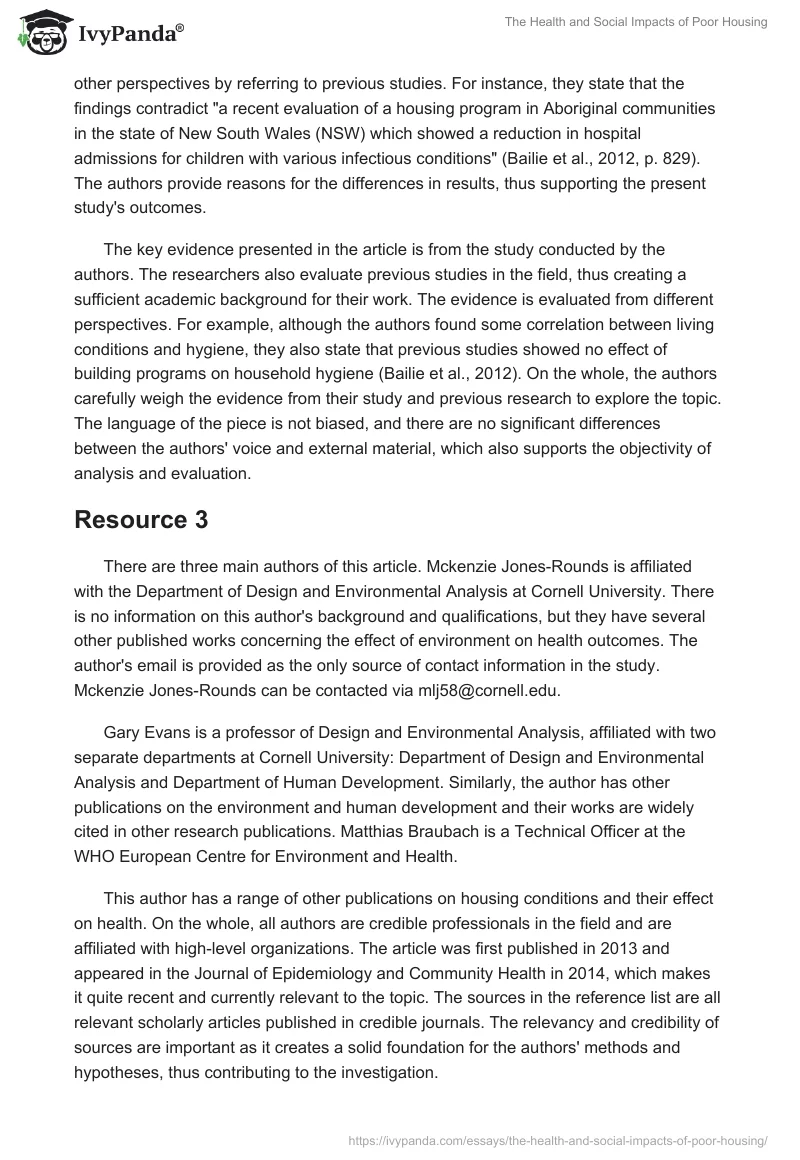 The Health and Social Impacts of Poor Housing. Page 3
