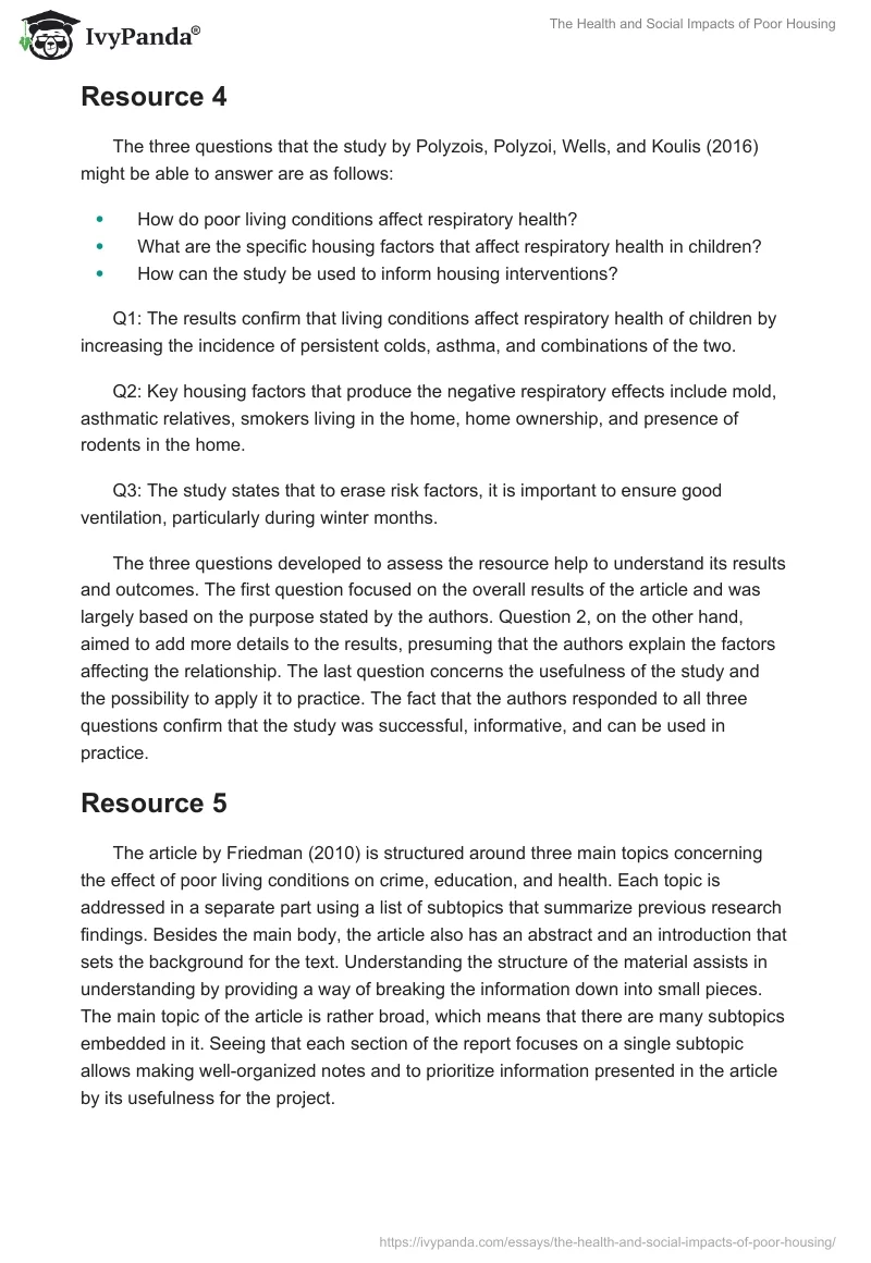 The Health and Social Impacts of Poor Housing. Page 4