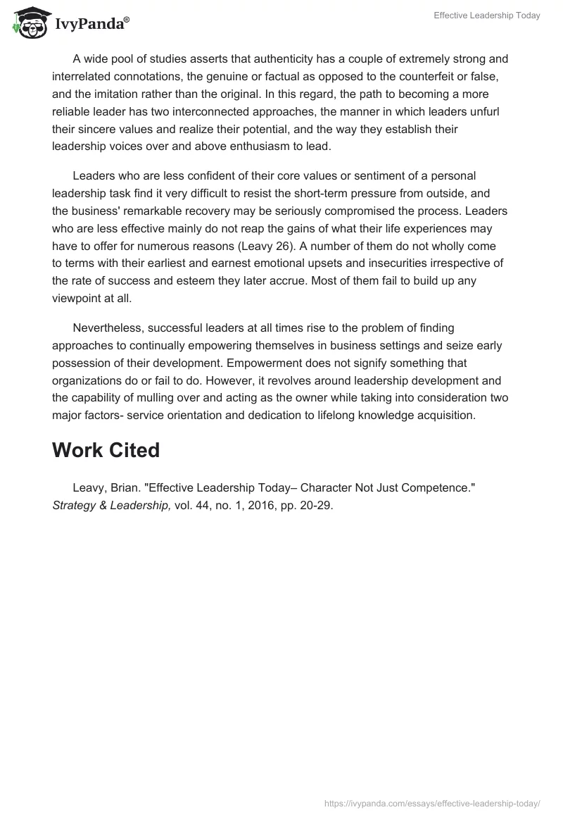 Effective Leadership Today. Page 3