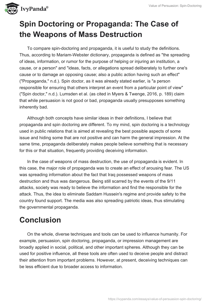 Value of Persuasion: Spin-Doctoring. Page 3