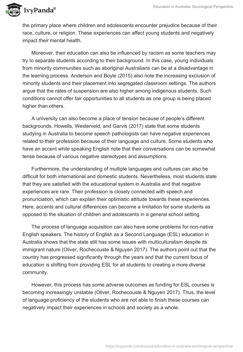 Education in Australia: Sociological Perspective. Page 3