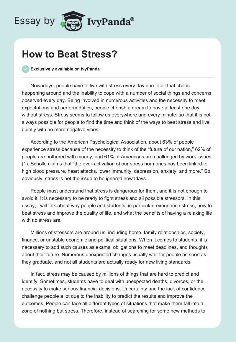 How to Beat Stress?. Page 1