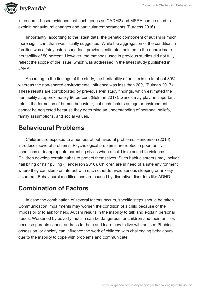 Coping with Challenging Behaviours. Page 2