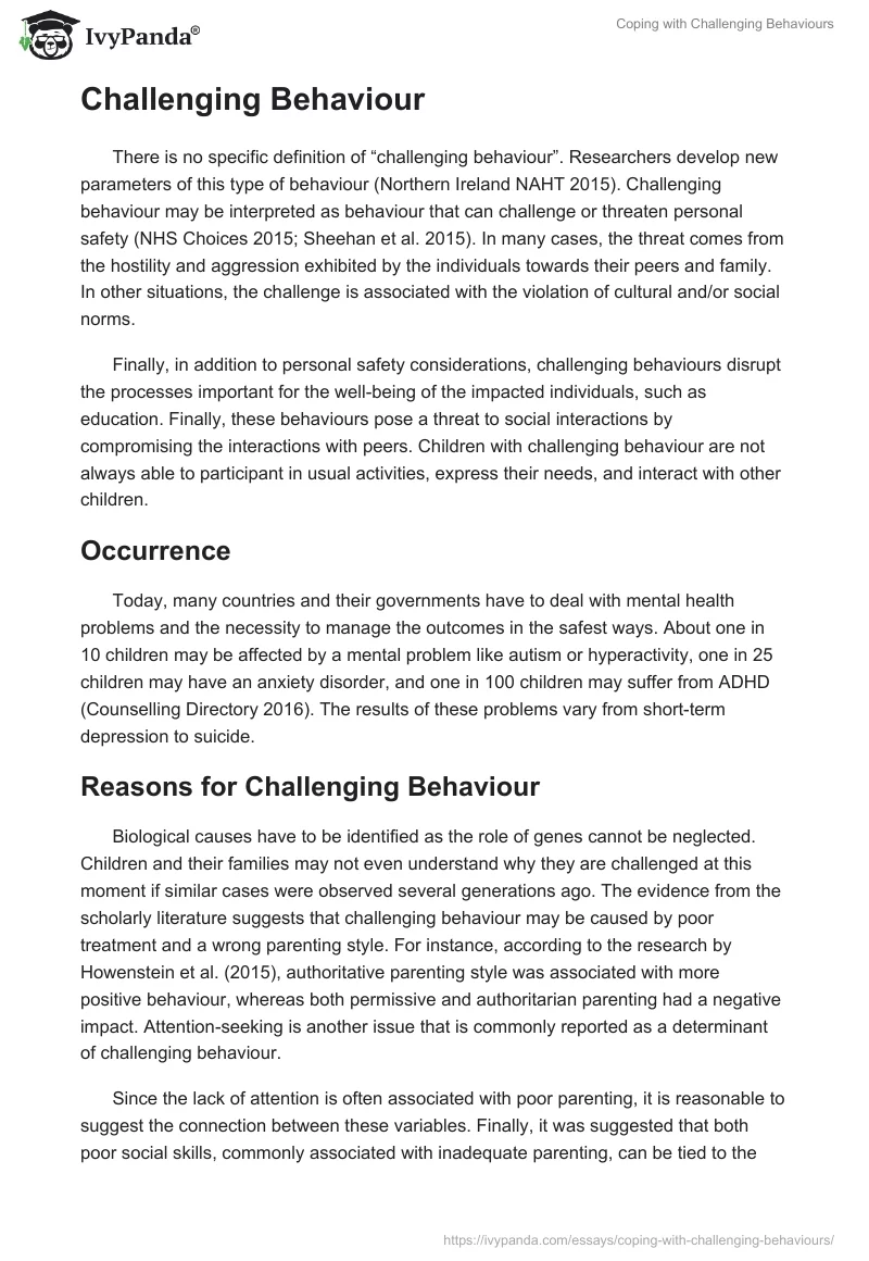 Coping with Challenging Behaviours. Page 3