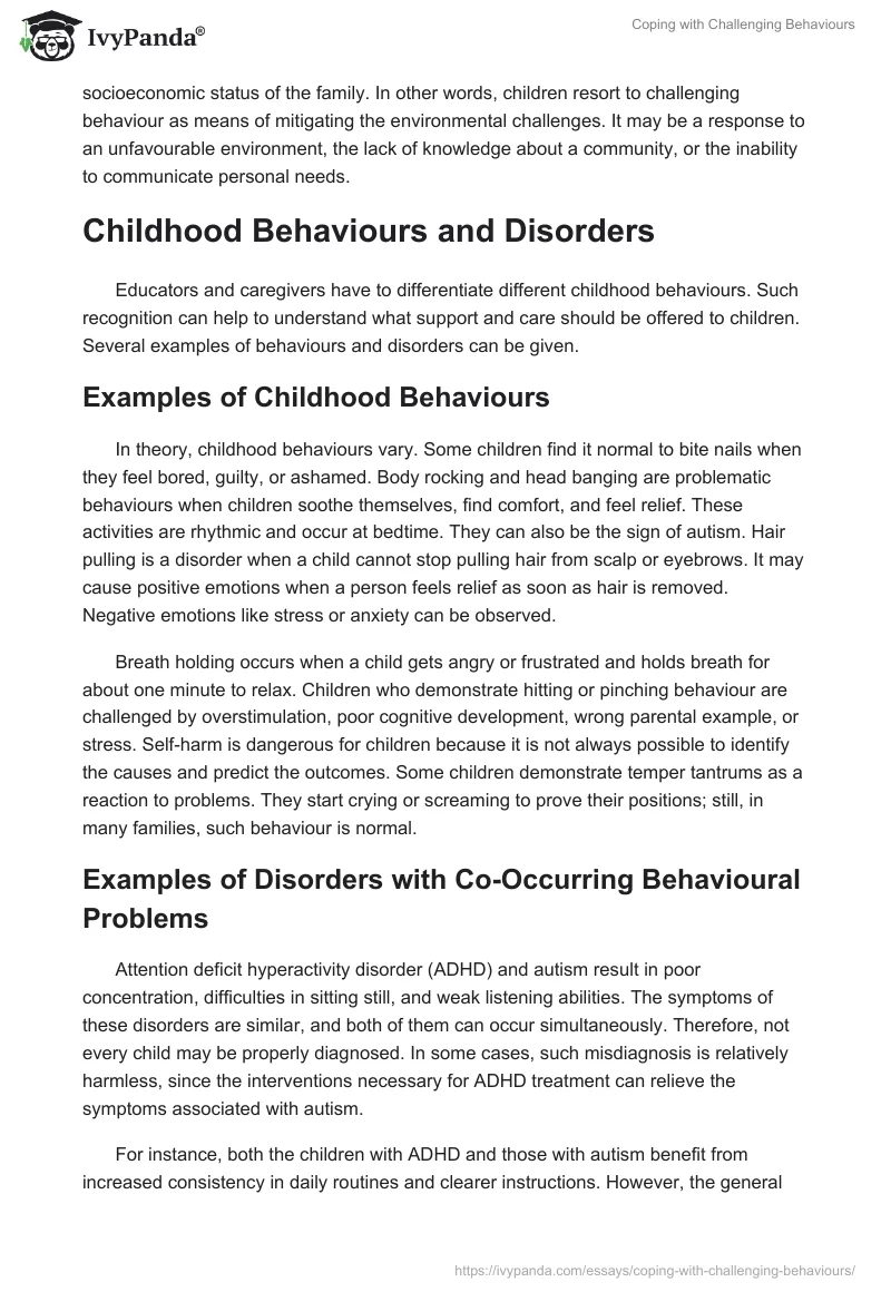 Coping with Challenging Behaviours. Page 4