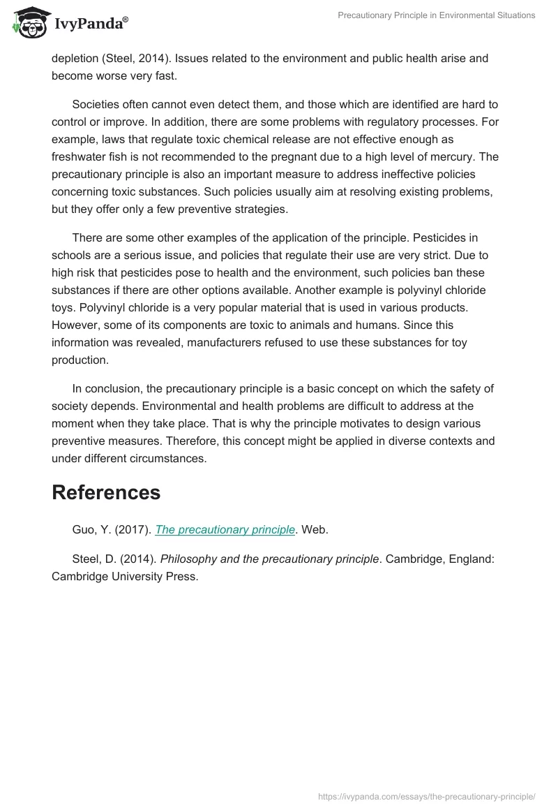 Precautionary Principle in Environmental Situations. Page 2