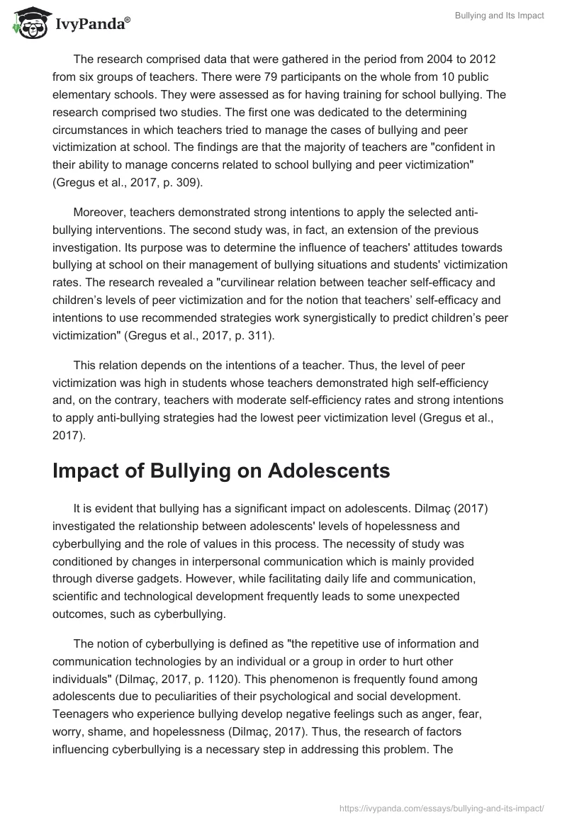 Bullying and Its Impact. Page 2