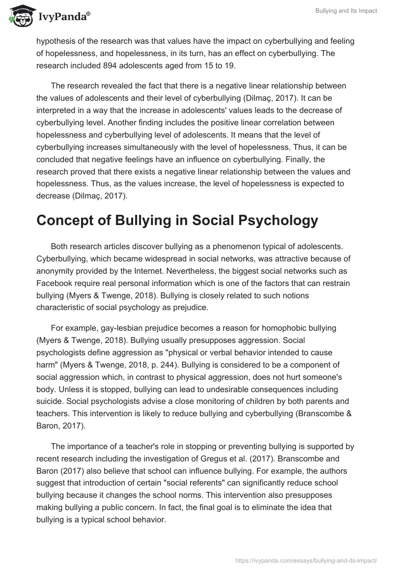 Bullying and Its Impact. Page 3