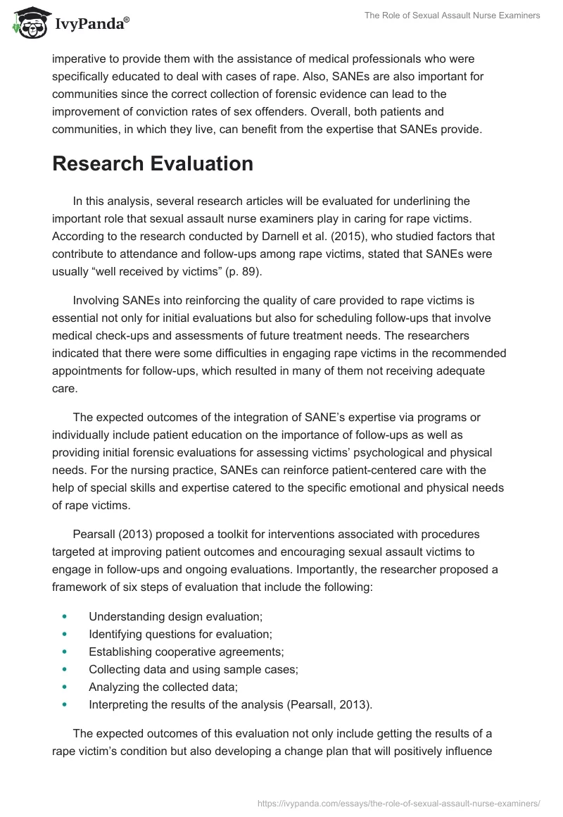The Role of Sexual Assault Nurse Examiners. Page 2