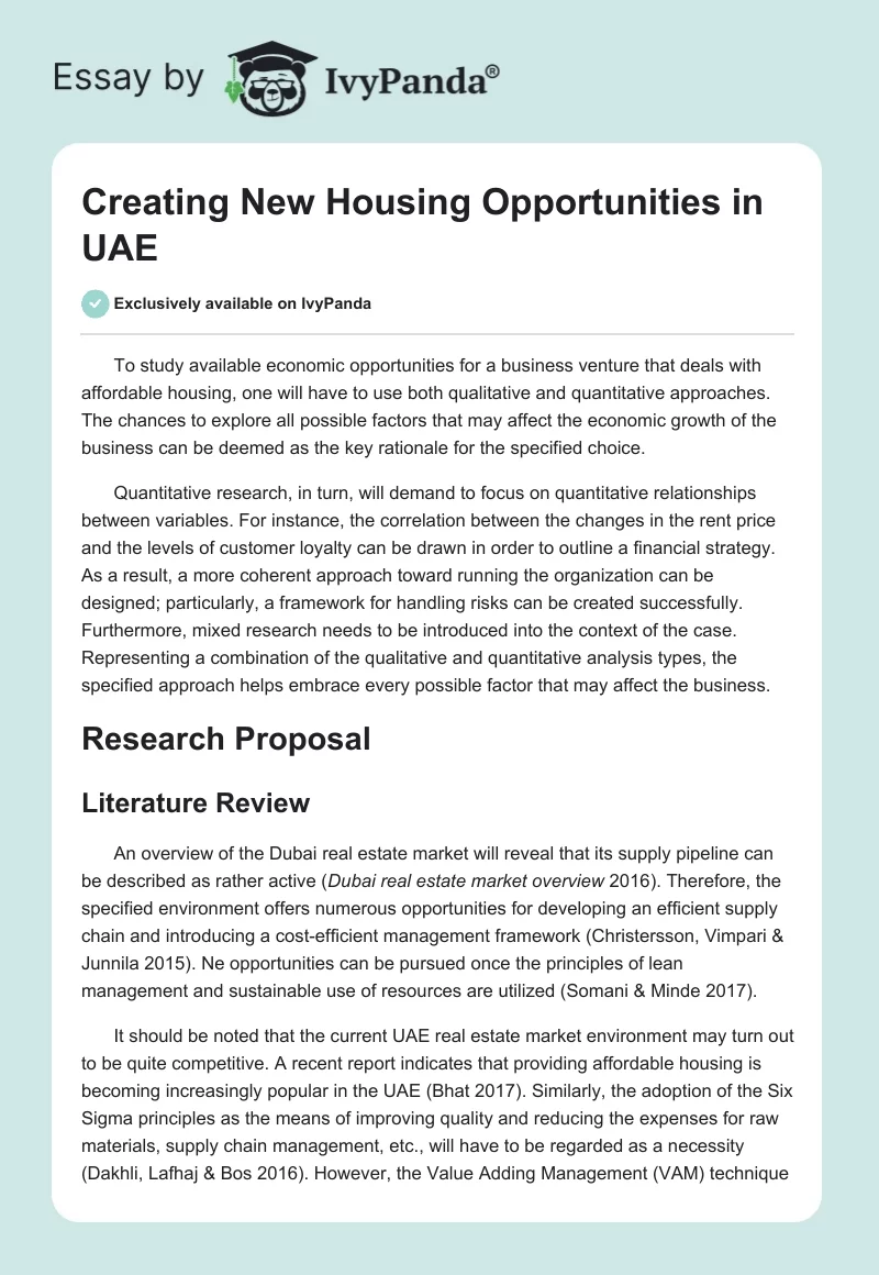 Creating New Housing Opportunities in UAE. Page 1