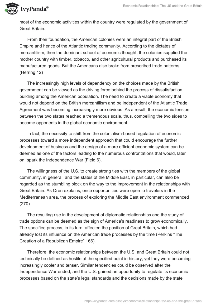 Economic Relationships: The US and the Great Britain. Page 2
