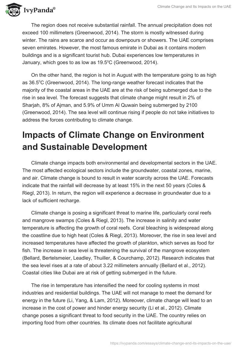 Climate Change and Its Impacts on the UAE. Page 2