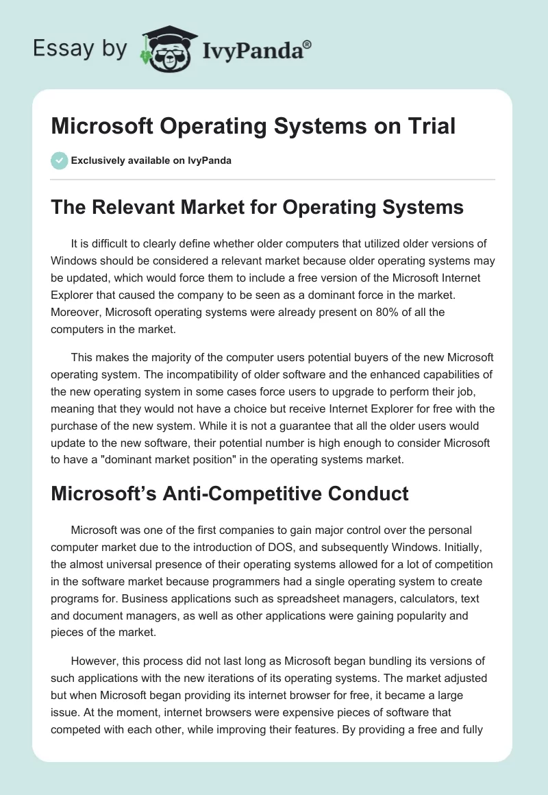 Microsoft Operating Systems on Trial. Page 1