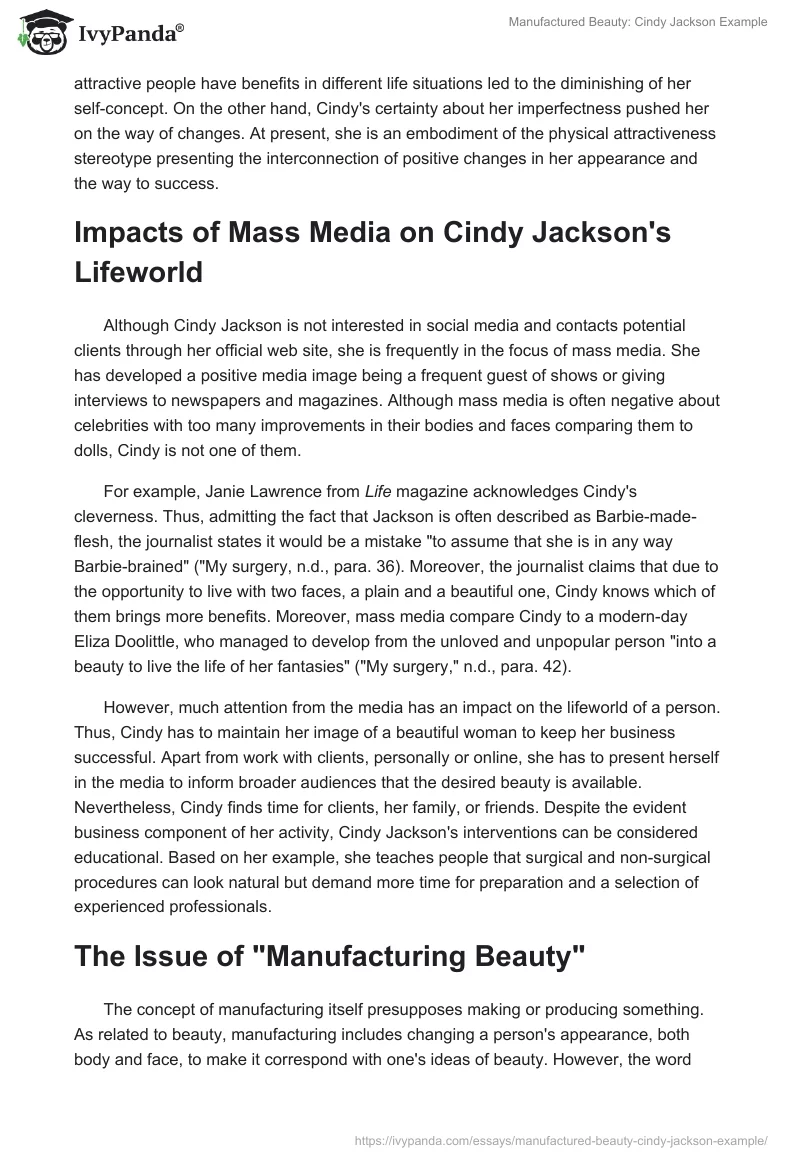 Manufactured Beauty: Cindy Jackson Example. Page 3