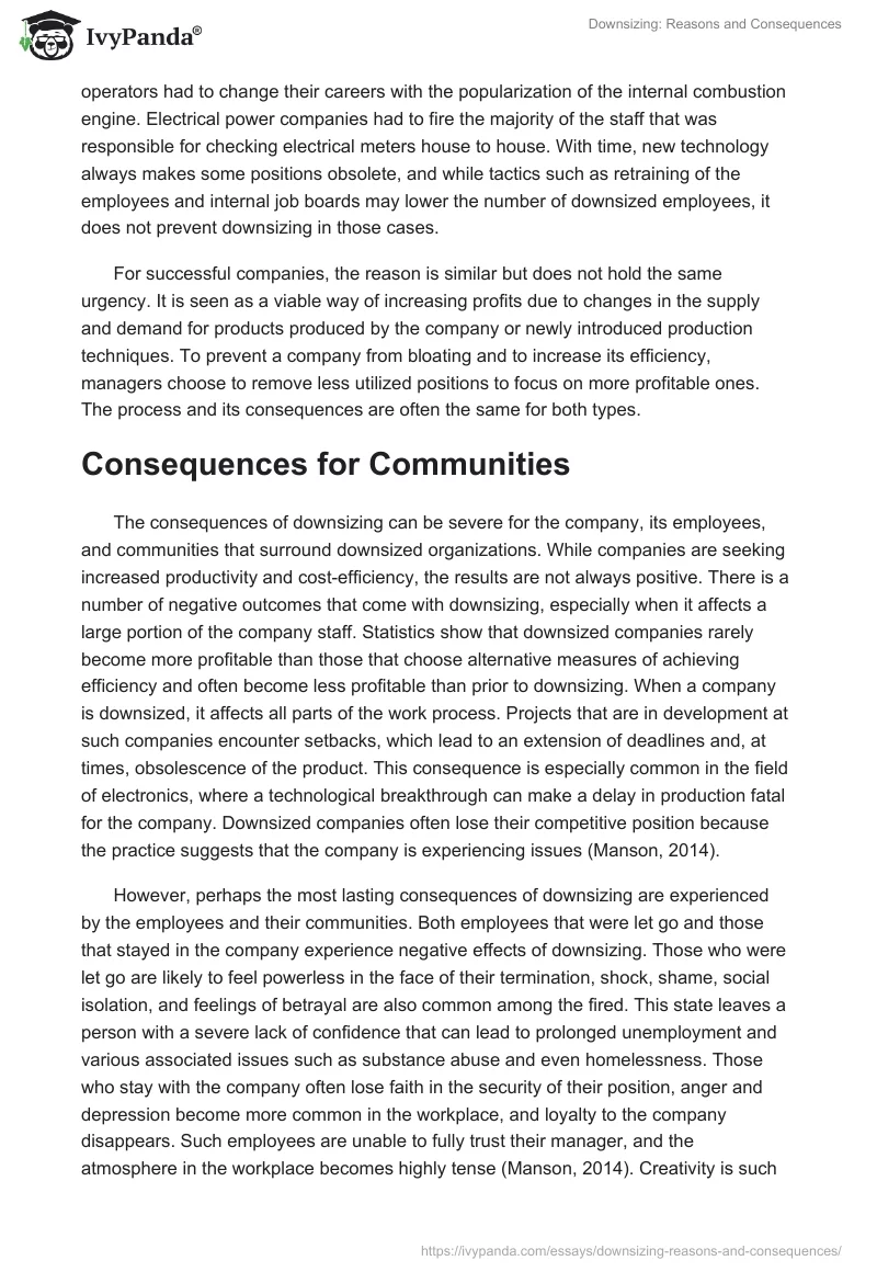 Downsizing: Reasons and Consequences. Page 2